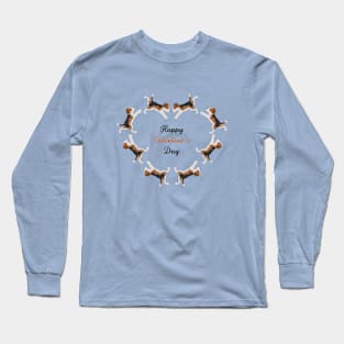 Happy Valentine's Day with Beagle Dog Heart Long Sleeve T-Shirt